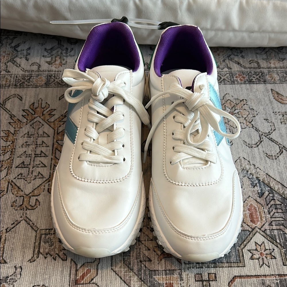 John Richmond - NEW!!COLORBLOCK SNEAKER IN WHITE/CELESTE/GREEN - Size 9 - Picture 5 of 9